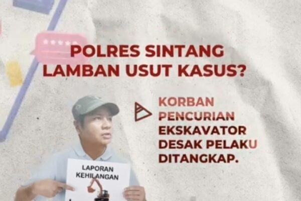Polres Sintang Lambat Usut Kasus Korban Pencurian Ekskavator, Korban Minta Agar Pelaku Ditangkap