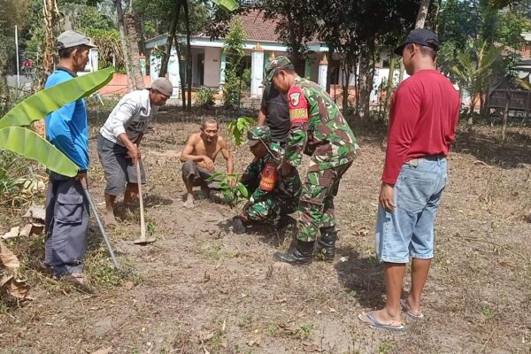Babinsa Wonodadi Dan Warga Laksanakan Penghijauan Demi Lingkungan Hijau Dan Sehat
