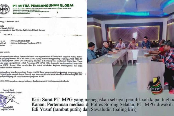 Terkait Kisruh Tugboat di Sorong, Tetiba Muncul Perusahaan Siluman Mengaku Pemilik Kapal